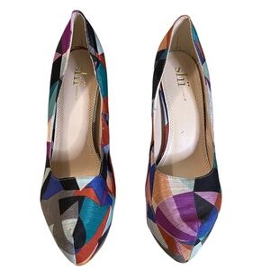 SHI BY JOURNEYS Multi-Colored Platform Stiletto Heels,‎ Size 9